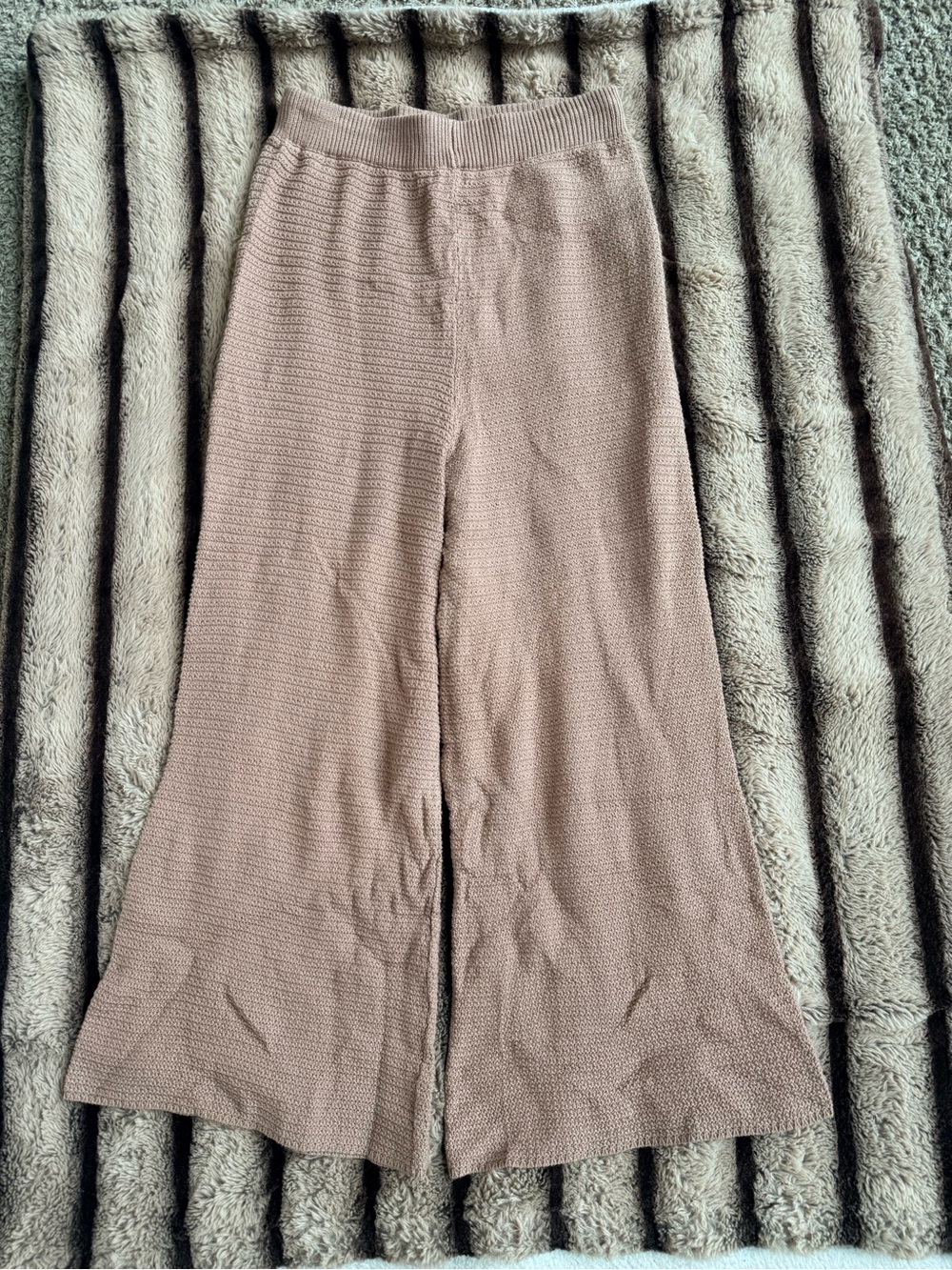 Sincerely Jules Brown Ribbed Knit Wide Leg Pants Size Large